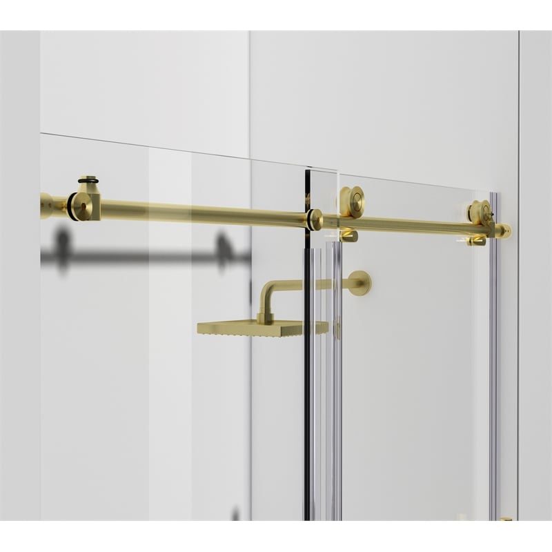 Elegant Kitchen and Bath Raleigh Frameless Stainless Steel Shower Door in Gold
