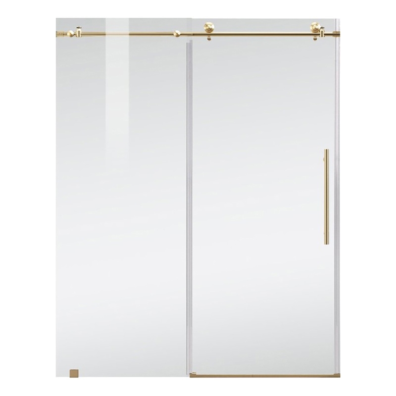 Elegant Kitchen and Bath Raleigh Frameless Stainless Steel Shower Door in Gold