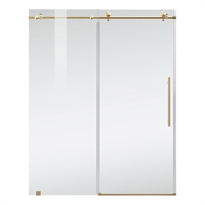 Elegant Kitchen and Bath Raleigh Frameless Stainless Steel Shower Door in Gold