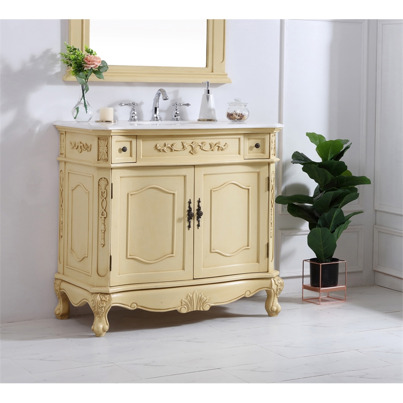 Elegant Kitchen and Bath Danville Solid Wood Bathroom Vanity in Antique Beige