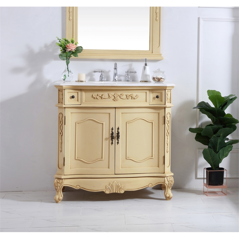 Elegant Kitchen and Bath Danville Solid Wood Bathroom Vanity in Antique Beige