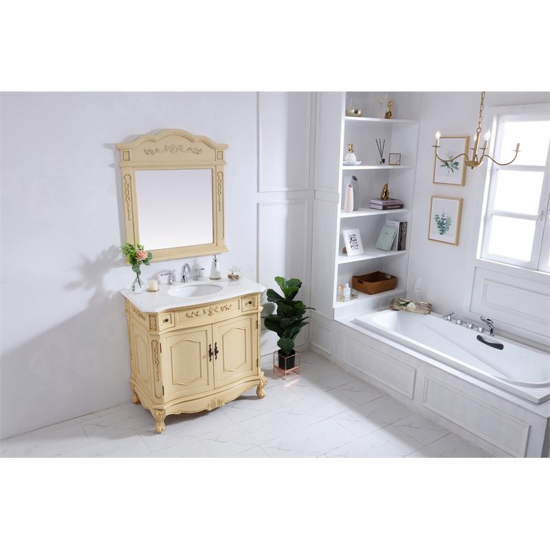 Elegant Kitchen and Bath Danville Solid Wood Bathroom Vanity in Antique Beige