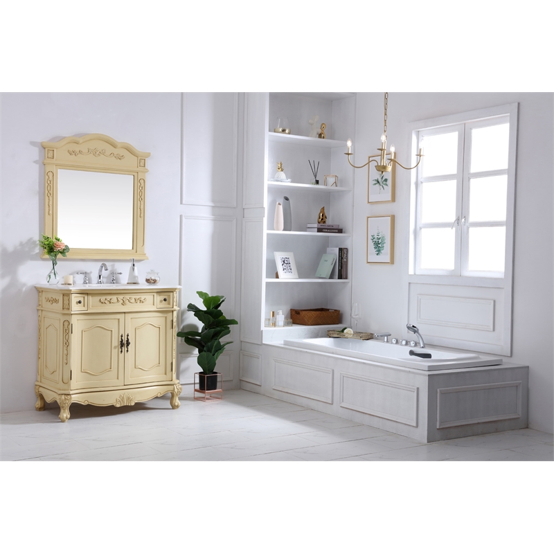 Elegant Kitchen and Bath Danville Solid Wood Bathroom Vanity in Antique Beige
