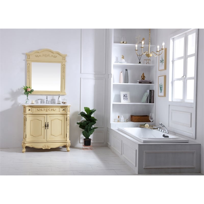 Elegant Kitchen and Bath Danville Solid Wood Bathroom Vanity in Antique Beige