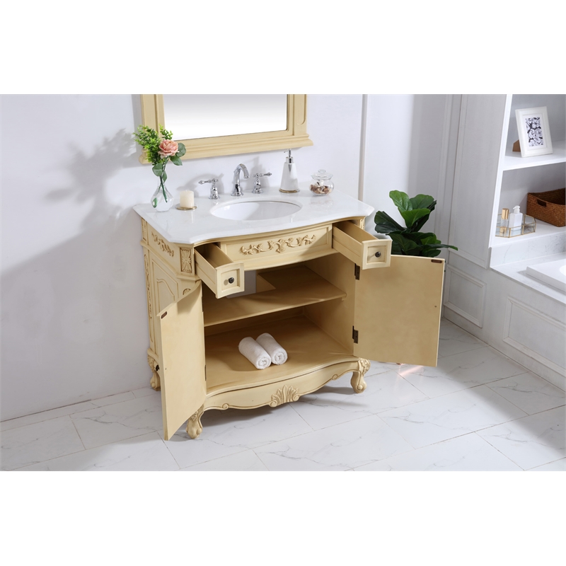 Elegant Kitchen and Bath Danville Solid Wood Bathroom Vanity in Antique Beige