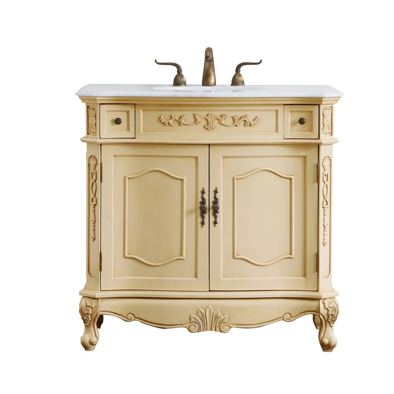 Elegant Kitchen and Bath Danville Solid Wood Bathroom Vanity in Antique Beige
