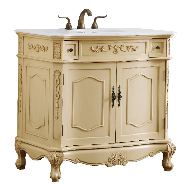 Elegant Kitchen and Bath Danville Solid Wood Bathroom Vanity in Antique Beige
