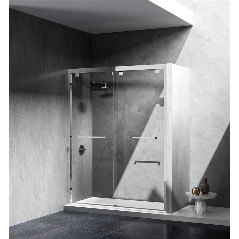 Elegant Kitchen and Bath Warren Semi-frameless Aluminum Shower Door in Chrome