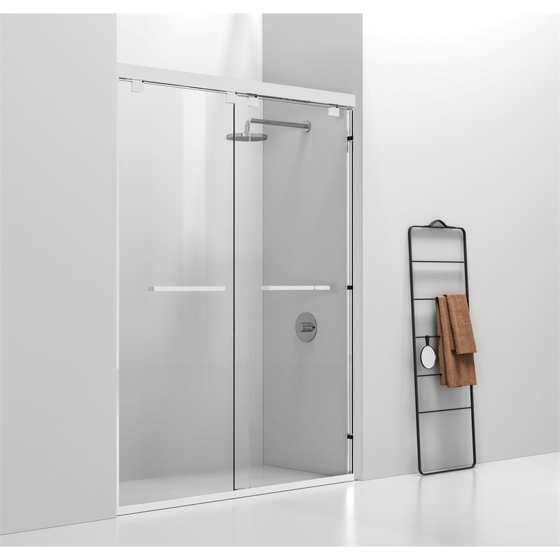 Elegant Kitchen and Bath Warren Semi-frameless Aluminum Shower Door in Chrome