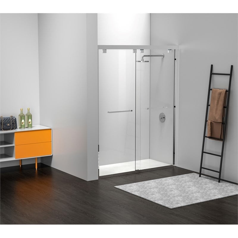 Elegant Kitchen and Bath Warren Semi-frameless Aluminum Shower Door in Chrome