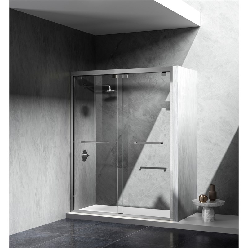 Elegant Kitchen and Bath Warren Semi-frameless Aluminum Shower Door in Nickel