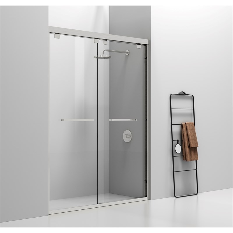 Elegant Kitchen and Bath Warren Semi-frameless Aluminum Shower Door in Nickel