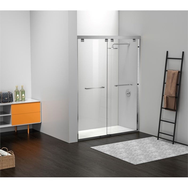 Elegant Kitchen and Bath Warren Semi-frameless Aluminum Shower Door in Nickel