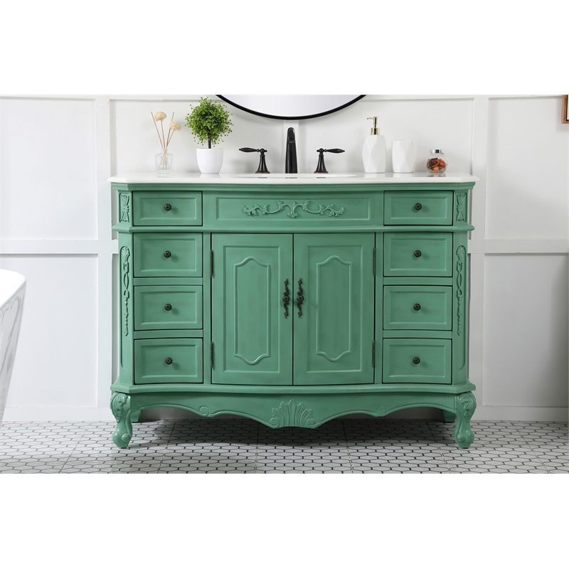 Elegant Kitchen and Bath Danville Single Solid Wood Bathroom Vanity in Green