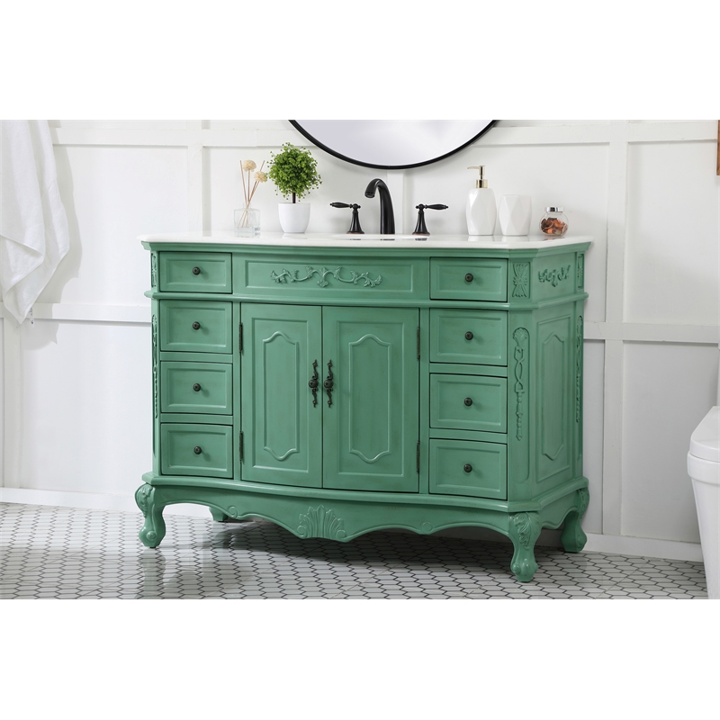 Elegant Kitchen and Bath Danville Single Solid Wood Bathroom Vanity in Green