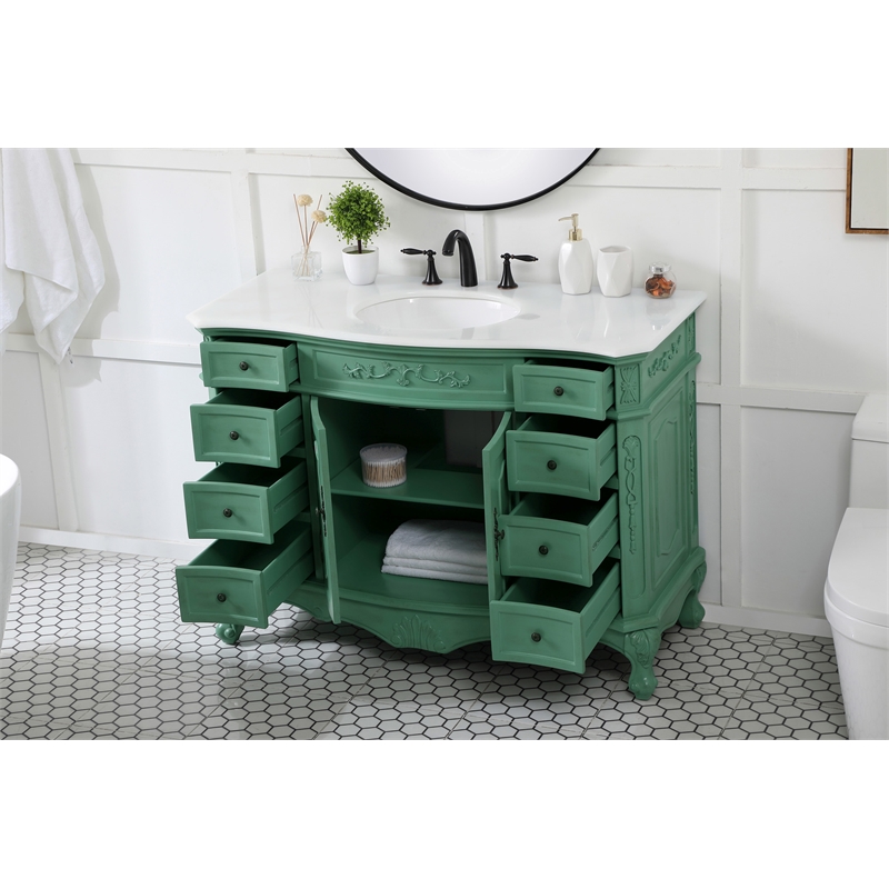 Elegant Kitchen and Bath Danville Single Solid Wood Bathroom Vanity in Green