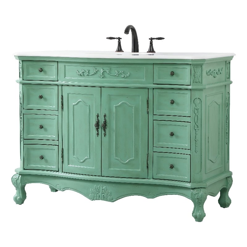 Elegant Kitchen and Bath Danville Single Solid Wood Bathroom Vanity in Green