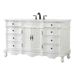 Elegant Kitchen and Bath Danville 60&quot Single Solid Wood Bathroom Vanity in White
