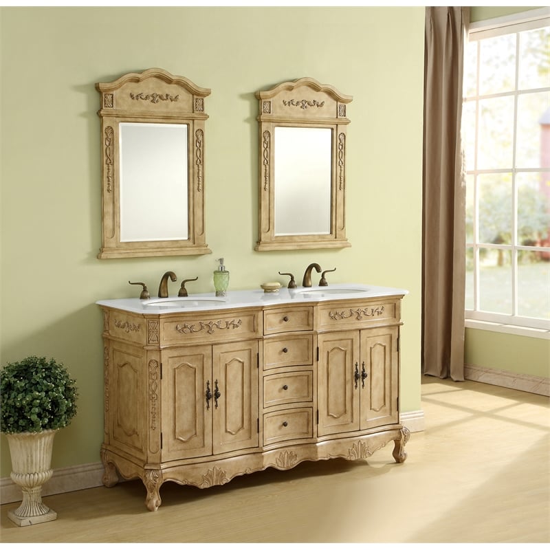Elegant Kitchen and Bath Danville Double Solid Wood Bathroom Vanity in Beige