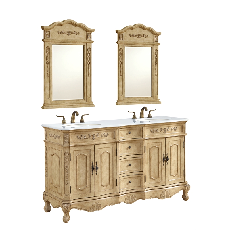 Elegant Kitchen and Bath Danville Double Solid Wood Bathroom Vanity in Beige