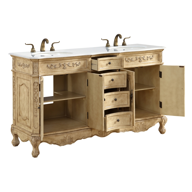 Elegant Kitchen and Bath Danville Double Solid Wood Bathroom Vanity in Beige