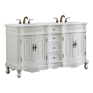 Elegant Kitchen and Bath Danville 60&quot Double Solid Wood Bathroom Vanity in White