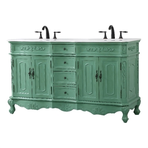Elegant Kitchen and Bath Danville 60&quot Double Solid Wood Bathroom Vanity in Green