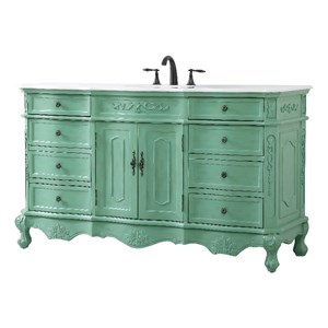 Elegant Kitchen and Bath Danville 60&quot Single Solid Wood Bathroom Vanity in Green