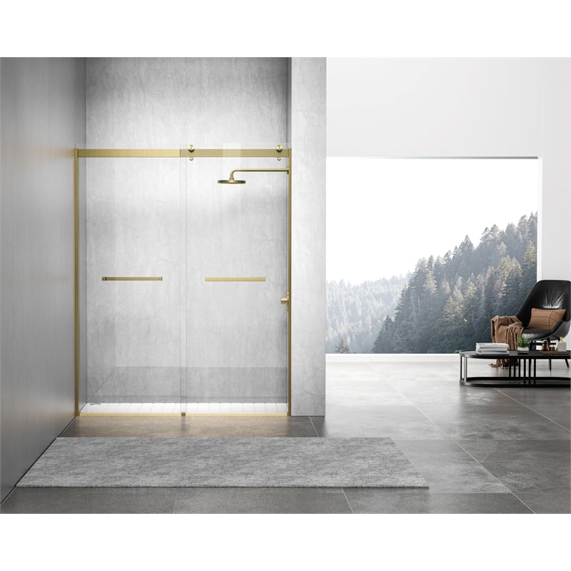Elegant Kitchen and Bath Hamilton Frameless Aluminum Shower Door in Gold