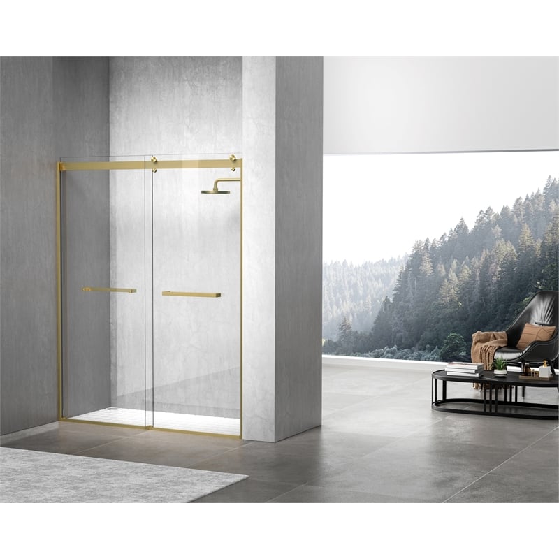 Elegant Kitchen and Bath Hamilton Frameless Aluminum Shower Door in Gold