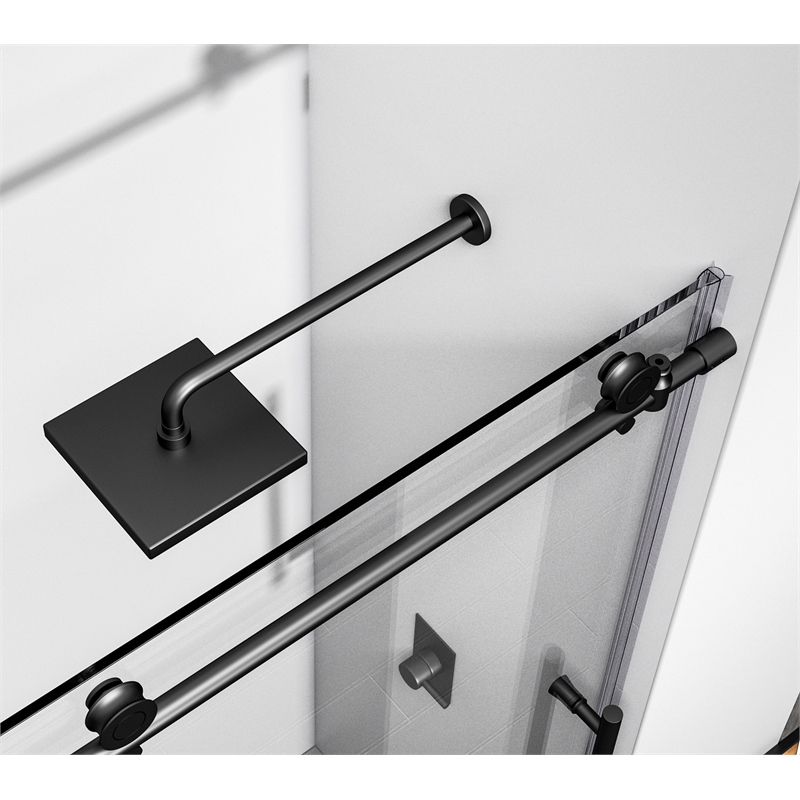 Elegant Kitchen and Bath Orlando Frameless Stainless Steel Tub Door in Black
