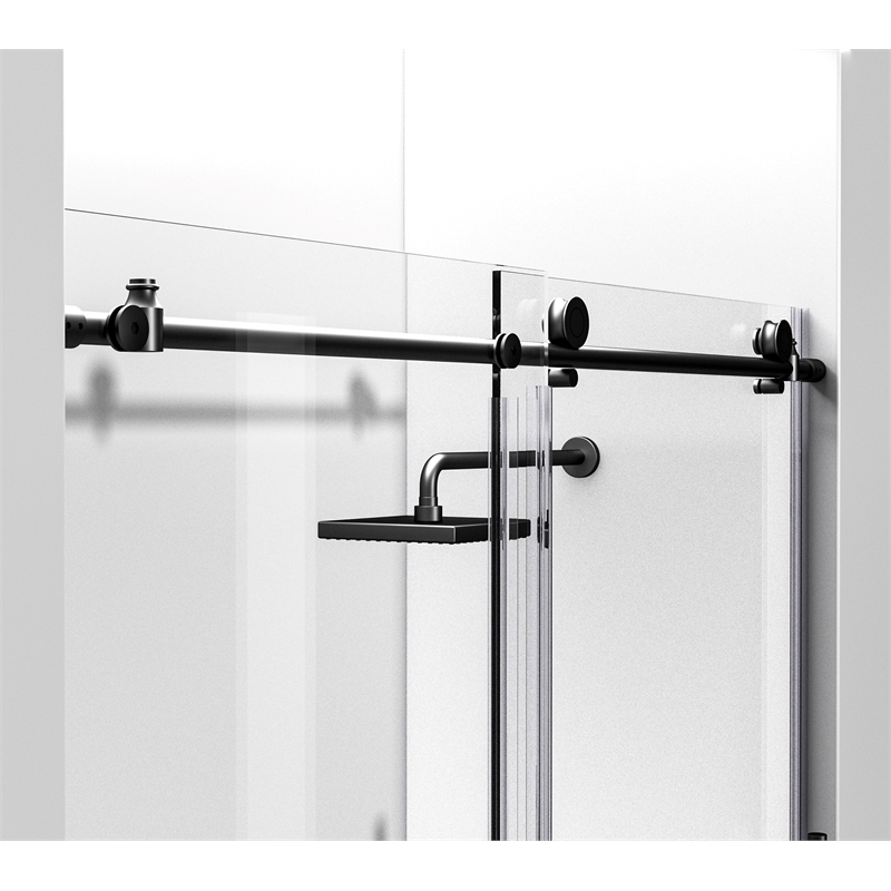 Elegant Kitchen and Bath Orlando Frameless Stainless Steel Tub Door in Black