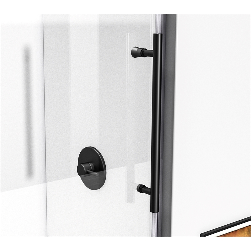 Elegant Kitchen and Bath Orlando Frameless Stainless Steel Tub Door in Black