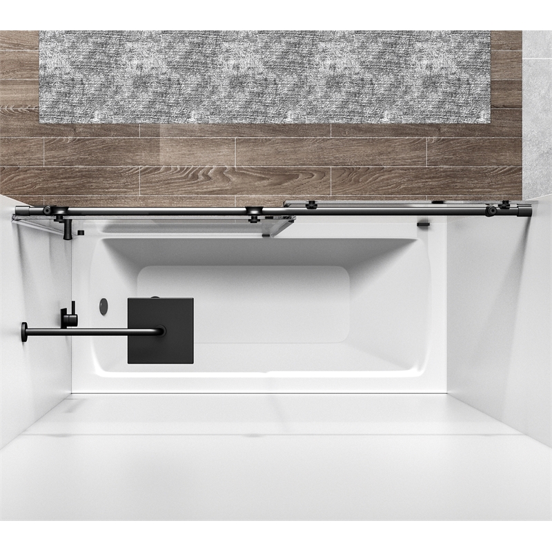 Elegant Kitchen and Bath Orlando Frameless Stainless Steel Tub Door in Black