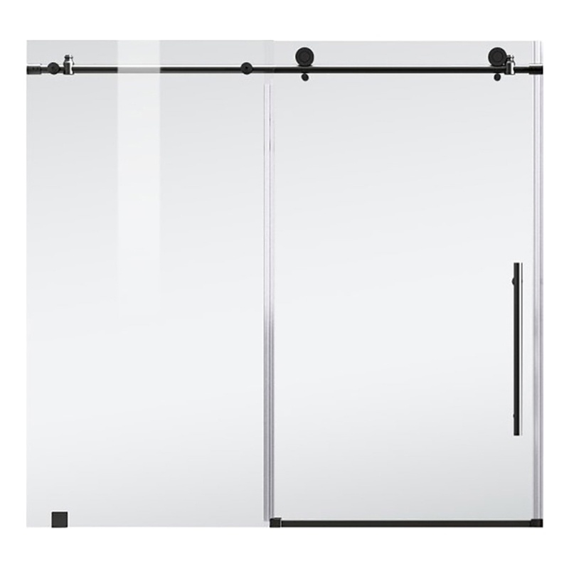Elegant Kitchen and Bath Orlando Frameless Stainless Steel Tub Door in Black