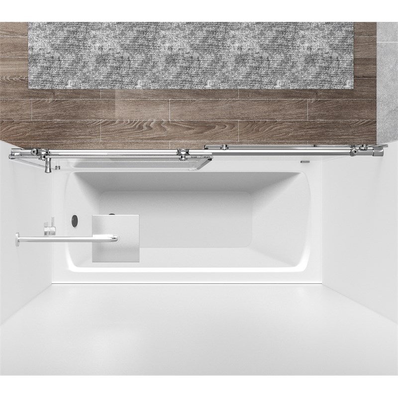 Elegant Kitchen and Bath Orlando Frameless Stainless Steel Tub Door in Chrome