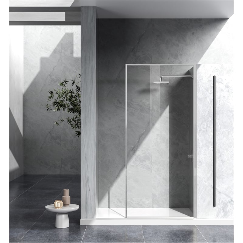 Elegant Kitchen and Bath Melbourne Fixed-framed Aluminum Shower Door in Nickel