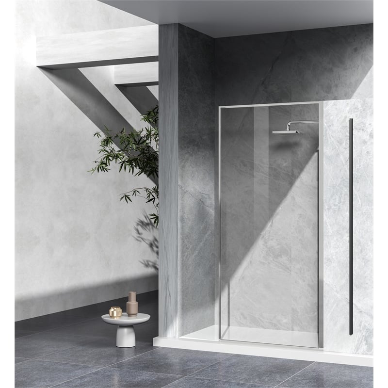 Elegant Kitchen and Bath Melbourne Fixed-framed Aluminum Shower Door in Nickel