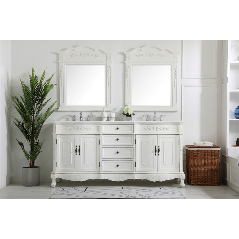 Elegant Kitchen and Bath Danville Double Solid Wood Bathroom Vanity in White