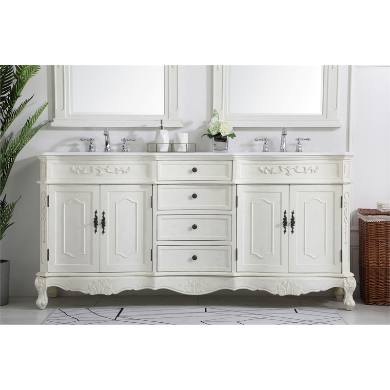 Elegant Kitchen and Bath Danville Double Solid Wood Bathroom Vanity in White