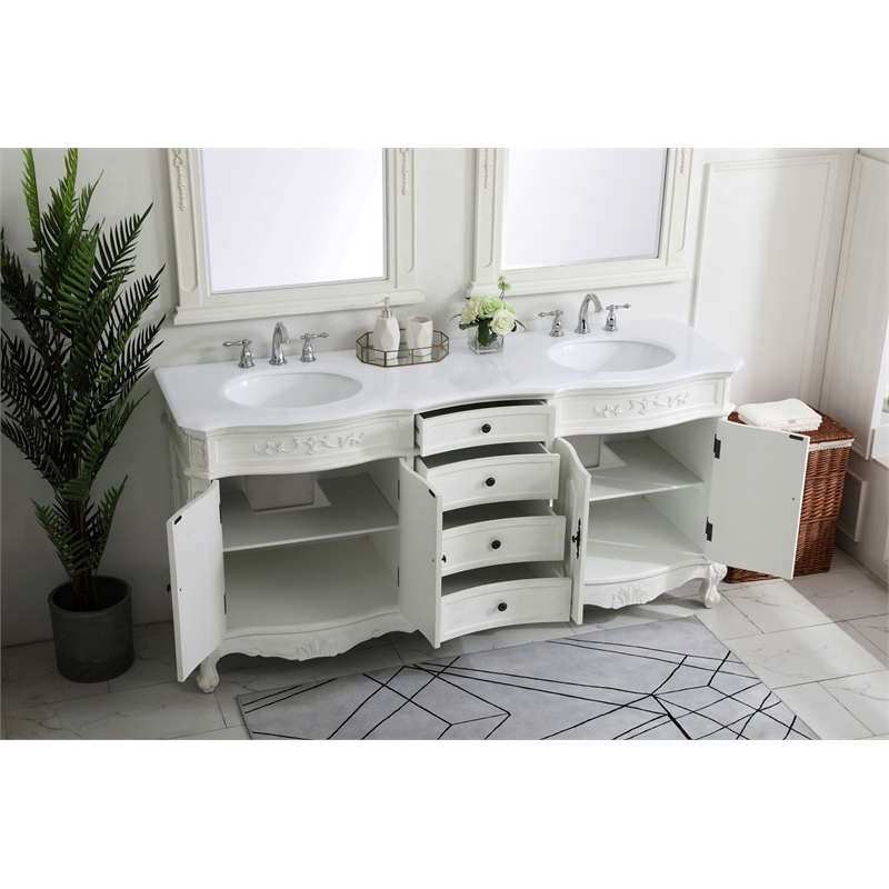 Elegant Kitchen and Bath Danville Double Solid Wood Bathroom Vanity in White
