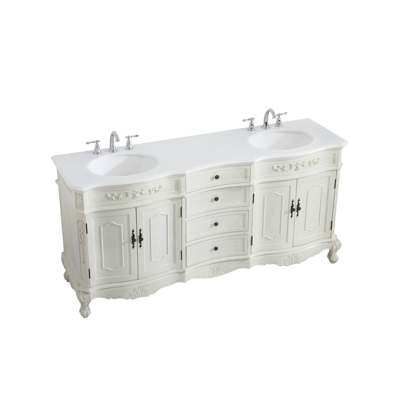 Elegant Kitchen and Bath Danville Double Solid Wood Bathroom Vanity in White