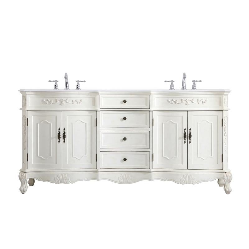 Elegant Kitchen and Bath Danville Double Solid Wood Bathroom Vanity in White