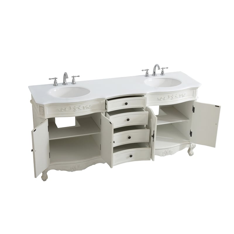 Elegant Kitchen and Bath Danville Double Solid Wood Bathroom Vanity in White