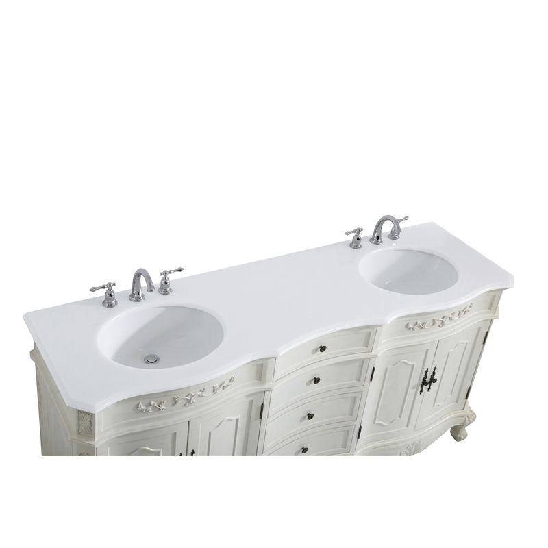 Elegant Kitchen and Bath Danville Double Solid Wood Bathroom Vanity in White