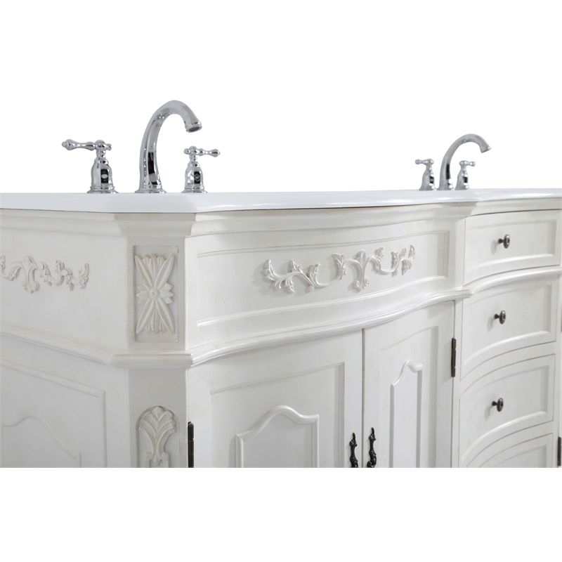 Elegant Kitchen and Bath Danville Double Solid Wood Bathroom Vanity in White