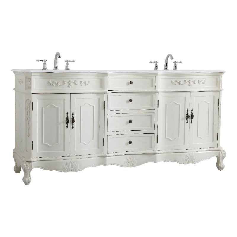 Elegant Kitchen and Bath Danville Double Solid Wood Bathroom Vanity in White