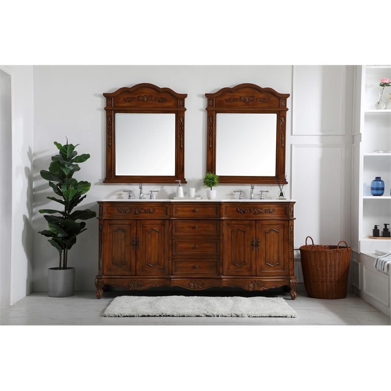 Elegant Kitchen and Bath Danville Double Solid Wood Bathroom Vanity in Brown