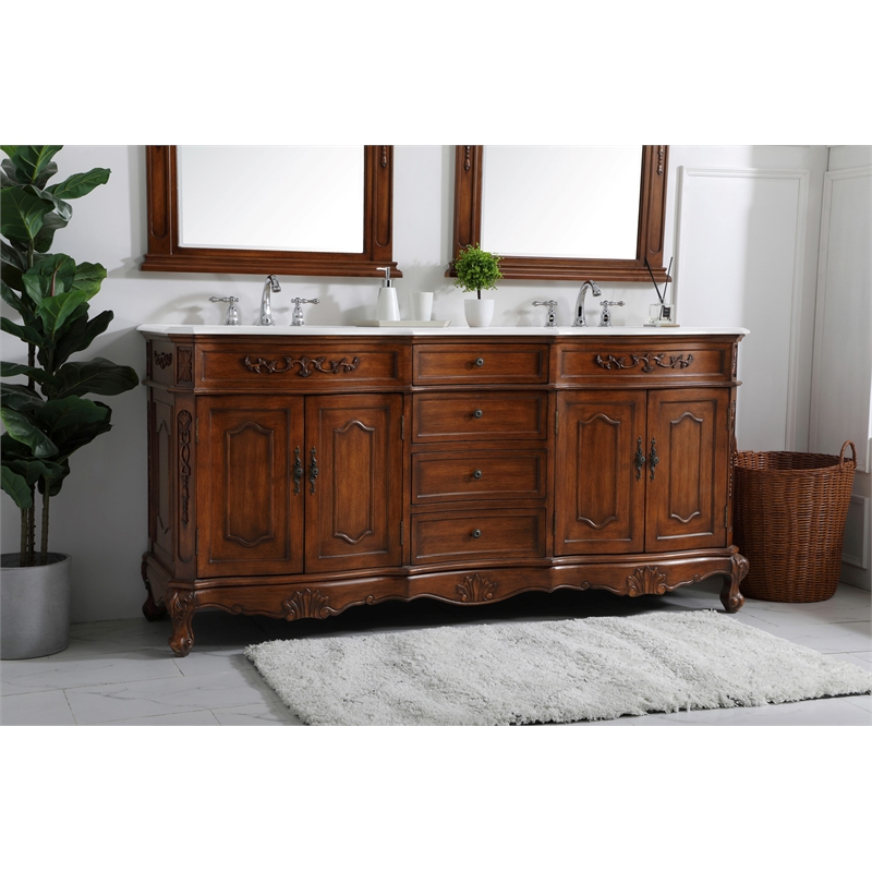 Elegant Kitchen and Bath Danville Double Solid Wood Bathroom Vanity in Brown