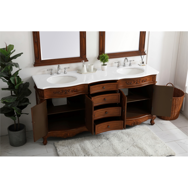 Elegant Kitchen and Bath Danville Double Solid Wood Bathroom Vanity in Brown